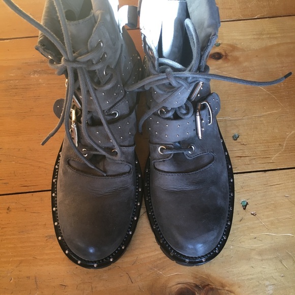 [Free People] combat riding style gray boots - Picture 3 of 8